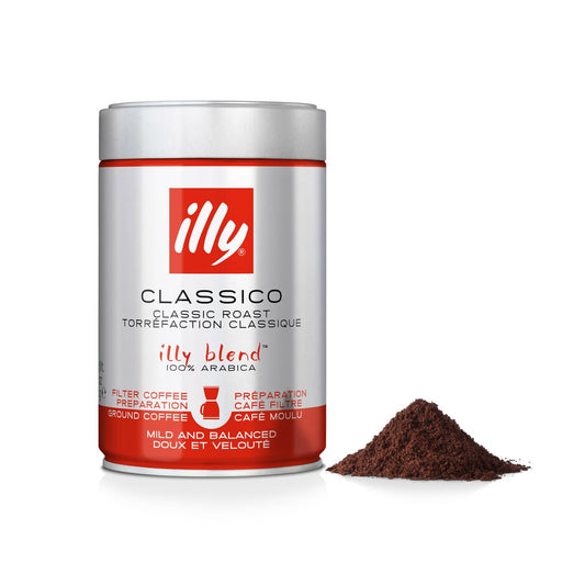 Illy Ground Filter Coffee, 250g, Can - Ground filter coffee, 250g can of quality.