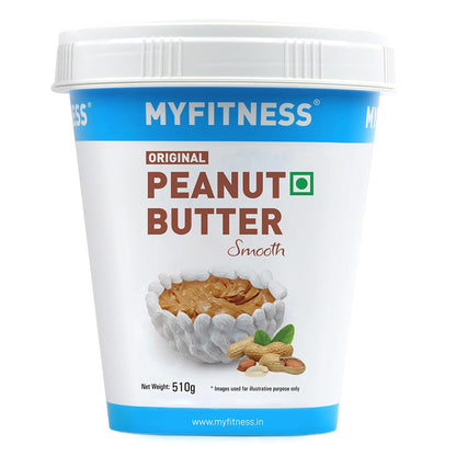 MYFITNESS Original Peanut Butter Smooth 510g | 21g Protein to Boost Energy | Tasty & Healthy Nut Butter Spread | Vegan | Cholesterol Free, Gluten Free | Zero Trans Fat | Smooth Creamy Peanut Butter