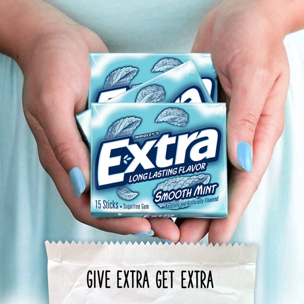 Extra Sugarfree Gum 15-Count Smooth Mint/Pack of 10 - Smooth mint magic!