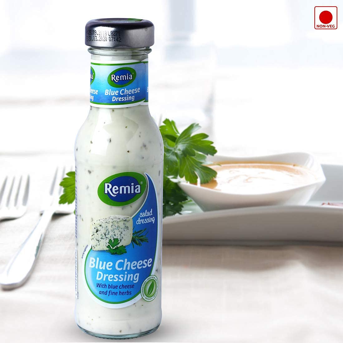 Remia Blue Cheese Dressing, White & Green, Medium, 250 g - Blue Cheese Burst!