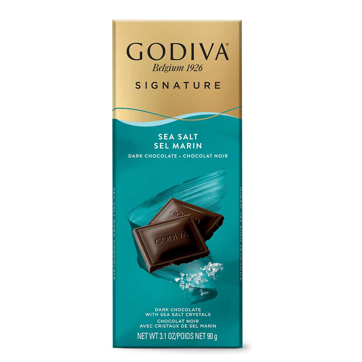 Godiva Signature Sea Salt Crystals Dark Chocolate 90g - Indulge in the rich and intense flavor of dark chocolate