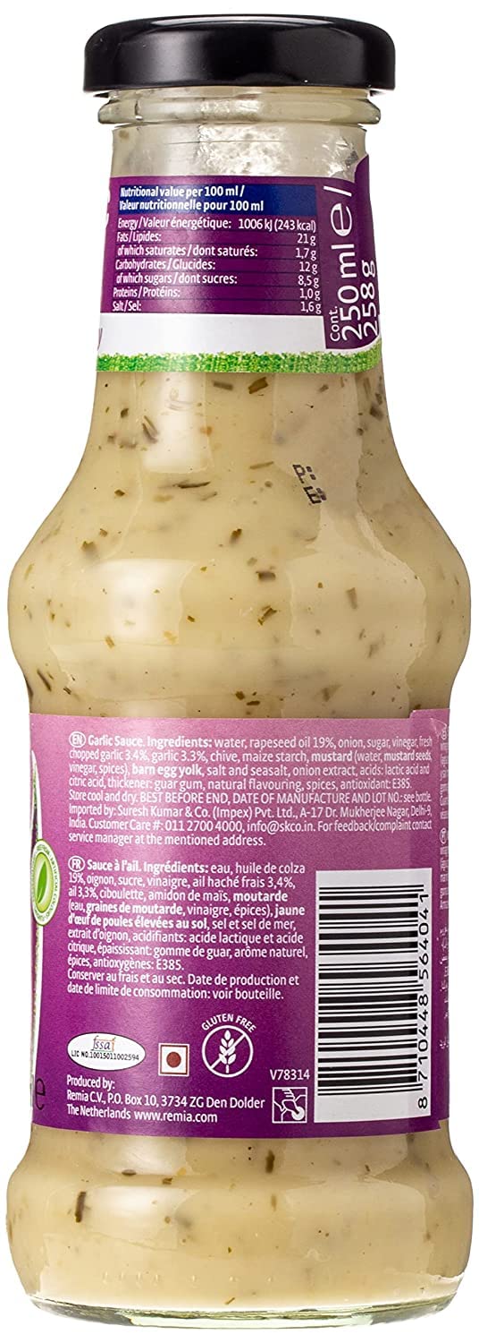 Remia Garlic Sauce, 8.45 fl oz â„® 250 ml - Bold Garlic Flavor!