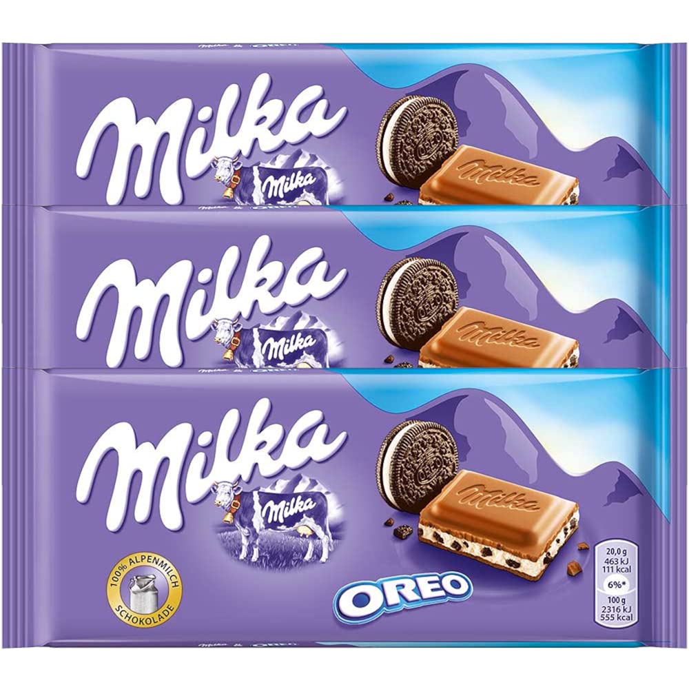 Milka Oreo Milk Chocolate Bar Pouch, 3 X 100 G - 300 Gm - "Triple Oreo Delight!"