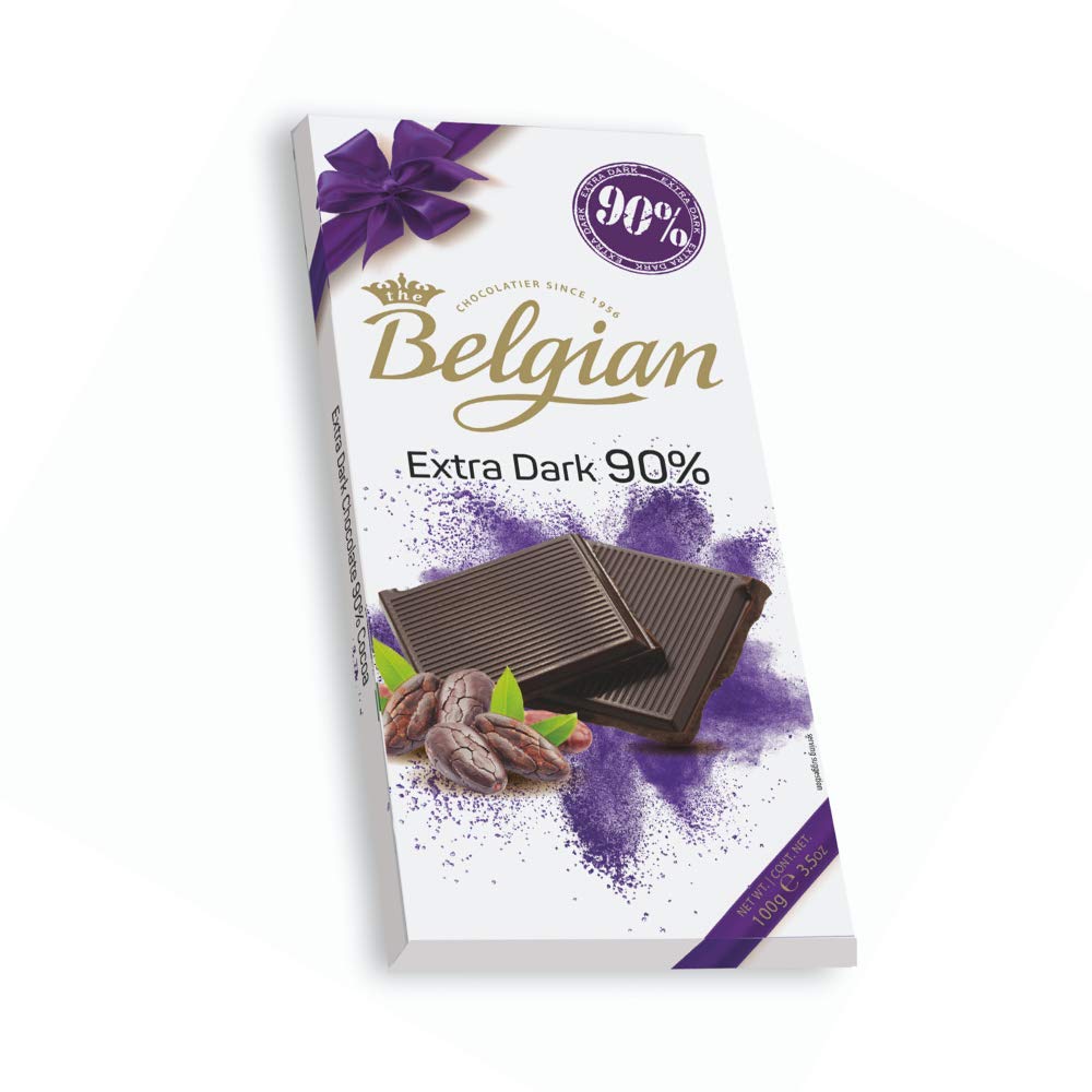 Belgian Extra Dark 90% Chocolate Bar, 100g - Intense dark chocolate