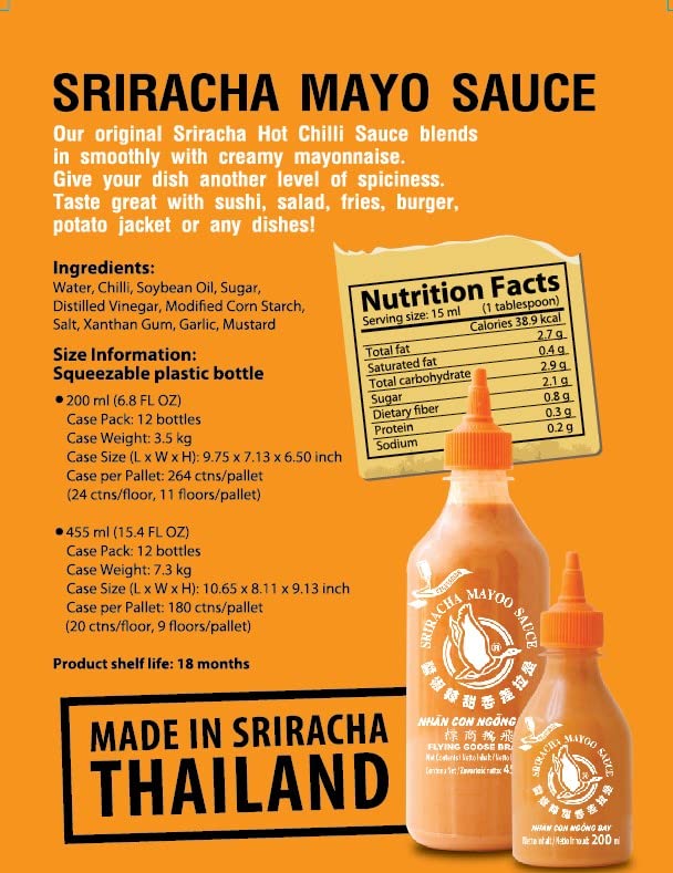 Flying Goose Vegetarian Sriracha Mayo Sauce 455ml - Vegetarian creamy spice!