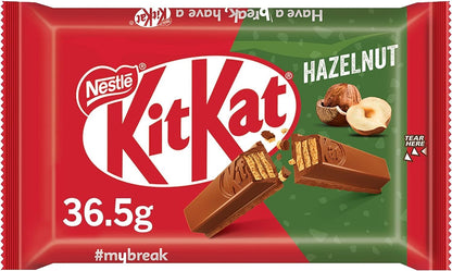 Nestle Kitkat Wafer Bars Hazelnut Covered In Milk Chocolate 36.5g Pack Of 4 (Imported) - "KitKat Wafer Bars Hazelnut - Pack of 4, 36.5g Each of Hazelnut Covered in Milk Chocolate!"