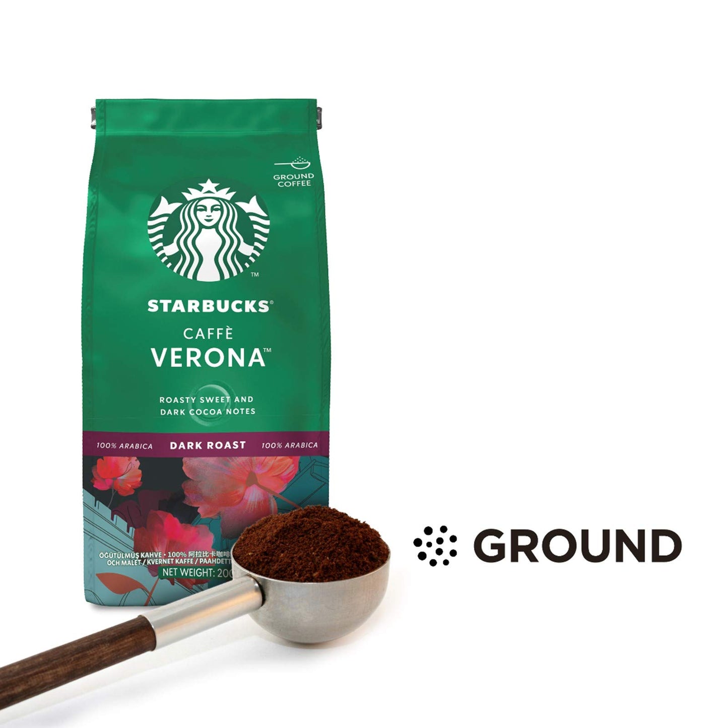 Starbucks Caffe Verona Dark Roast Ground Coffee Bag, 200g