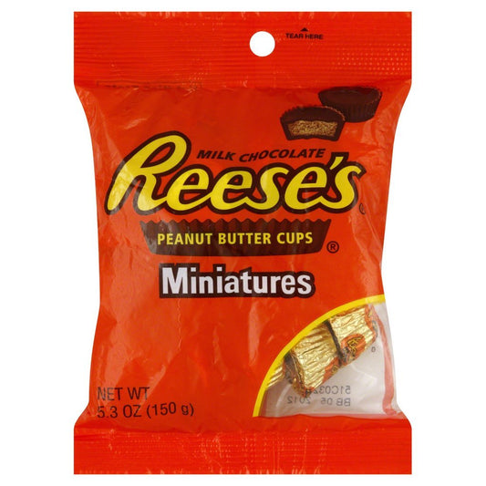 Hershey's Reese's Miniature Peanut Butter Cups, 150g - Miniature peanut butter cups, 150g of Reese's classic flavor.