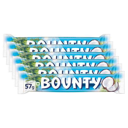 Bounty Coconut Chocolate Bar | Coconut Filled Chocolate | Soft & Tender Coconut in the Centre | Premium Chocolate for Sharing and Gifting | 57 g | Pack of 6 – Coconut chocolate treat!