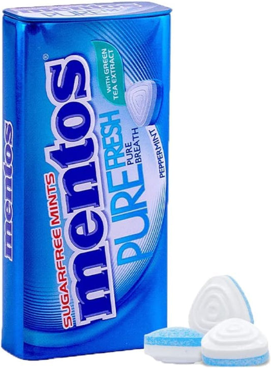 Mentos Pure Fresh Sugar-Free Sugarfree Sugar Free Mints tin 35g - 50 mints inside! (Peppermint) - "Peppermint Sugar-Free Mints!"