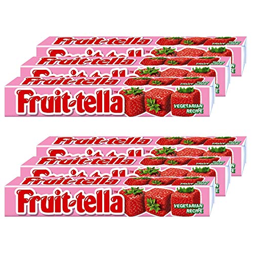 Fruitella Strawberry, 6 X 36 Gram - Six packs of strawberry-flavored chewy candy! Perfect for sharing and enjoying the sweet strawberry flavor!