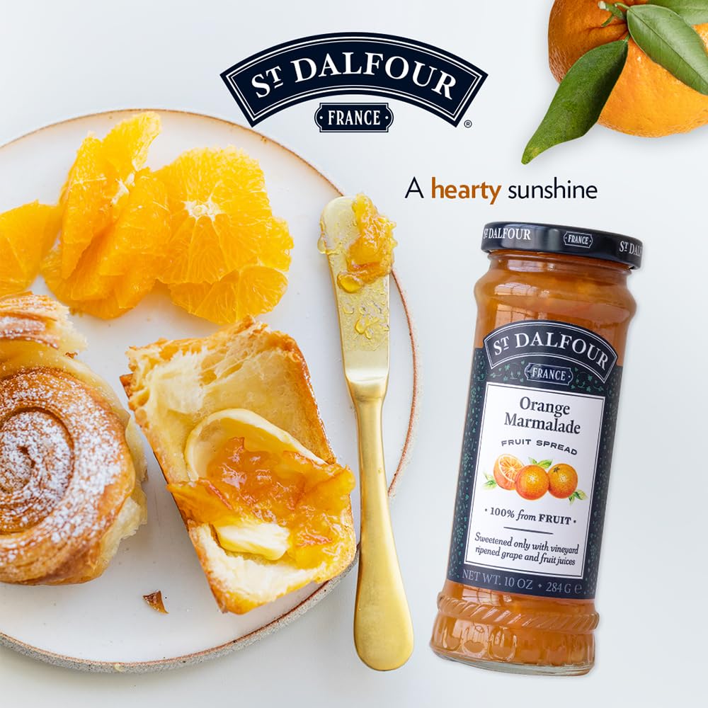 ST. DALFOUR Orange Marmalade Fruit Spread 284 G, No Added Sugar, 100% From Fruit, No Added Preservatives, Colours, Flavors Or Sweeteners, No Corn Syrup, Traditional French Recipe