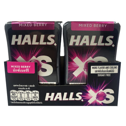 Halls XS Mixed Berry Flavored Sugar Free Candy, 0.5 oz / 15 g, 12 Pack - A bulk pack of mixed berry sugar-free candy.