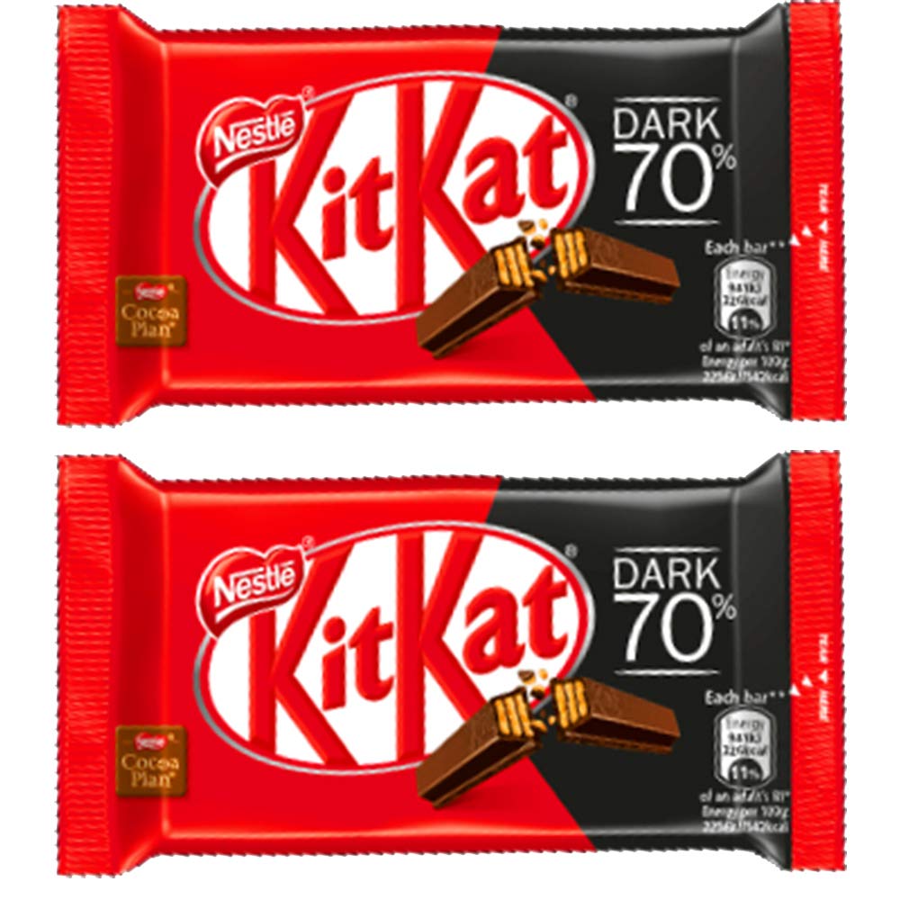 Nestle Kitkat 70% Dark Chocolate, 2 x 41.6 g - "KitKat 70% Dark - 2x41.6g of Rich Dark Chocolate!"