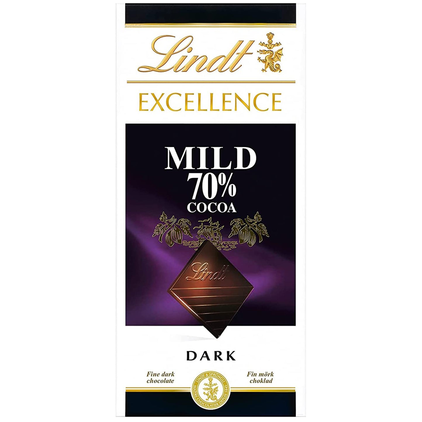 Lindt Excellence 70% Mild Dark Cocoa Chocolate Bar, 100g