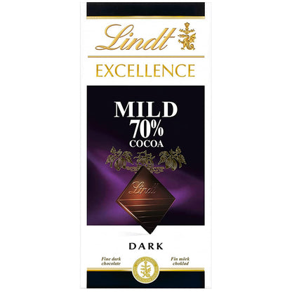 Lindt Excellence 70% Mild Dark Cocoa Chocolate Bar, 100g