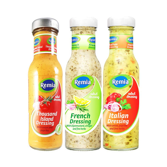 Remia 1000 Island Dressing 250g + French Dressing 250g + Italian Dressing 250g, Pack of 3 - Dressing Trio!