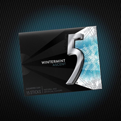 Wrigley's 5 Wintermint Ascent Sugar-Free Gum - Pack of 2, 15 Sticks Each - Experience Cool Freshness!