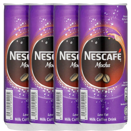 Nescafe Mocha Low Fat Milk Coffee Drink, 240 ml, 4 Pack, Purple - "Low Fat Mocha - Four Pack of Rich Coffee Drink!"