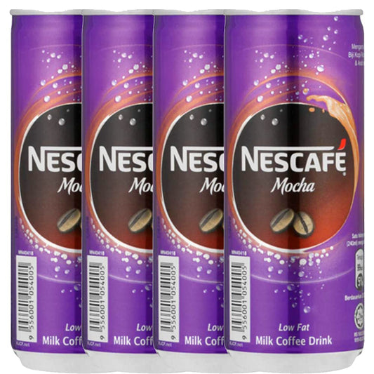 Nescafe Mocha Low Fat Milk Coffee Drink, 240 ml, 4 Pack, Purple - "Low Fat Mocha - Four Pack of Rich Coffee Drink!"