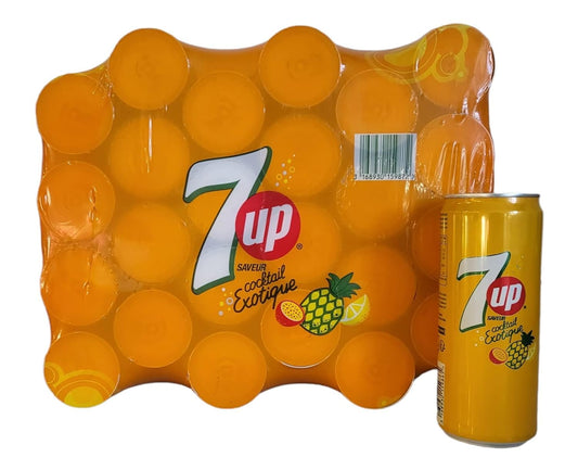 7up Exotic Cocktail Imported Soda Can - A Refreshing Blend of the Juiciest Fruits in a Fun-Sized Can, 330ml - Case of 24