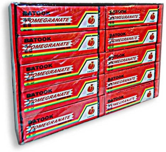 Batook Pomegranate Flavoured Chewing Gum 5 sticks in Each pack - 20-pack box (total 100 sticks chewing gum) - Exotic pomegranate pleasure