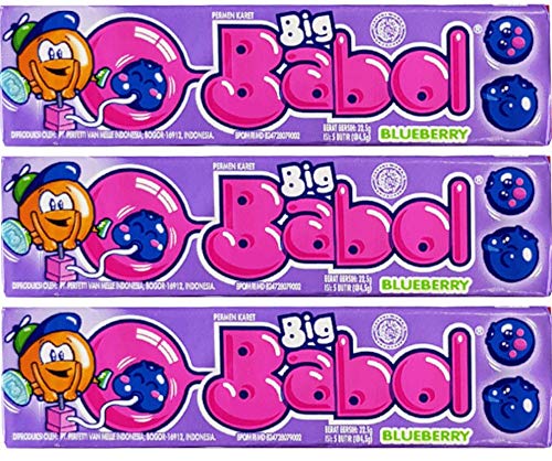 Big Babol Blueberry Gum (Pack of 3), 22.5g – Bursting with blueberry!