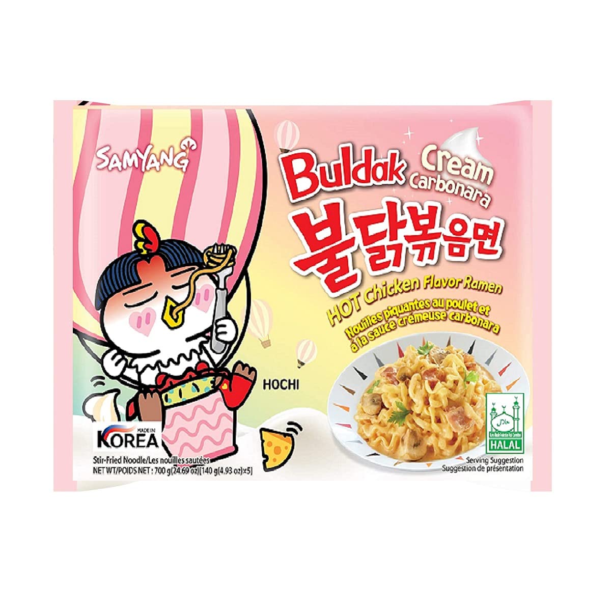 Samyang Buldak Cream Carbonara Hot Chiken Flavor Ramen Stir-Fired Noodle 140gm*3Pack (Pack of 3) (Imported)