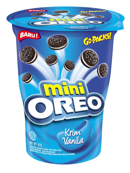 Mini Oreo Cream-filled Sandwich Biscuits, Vanilla, 67g [Pack Of 2, Travel Pack & Easy To Carry] - "Mini Oreo Delight!"