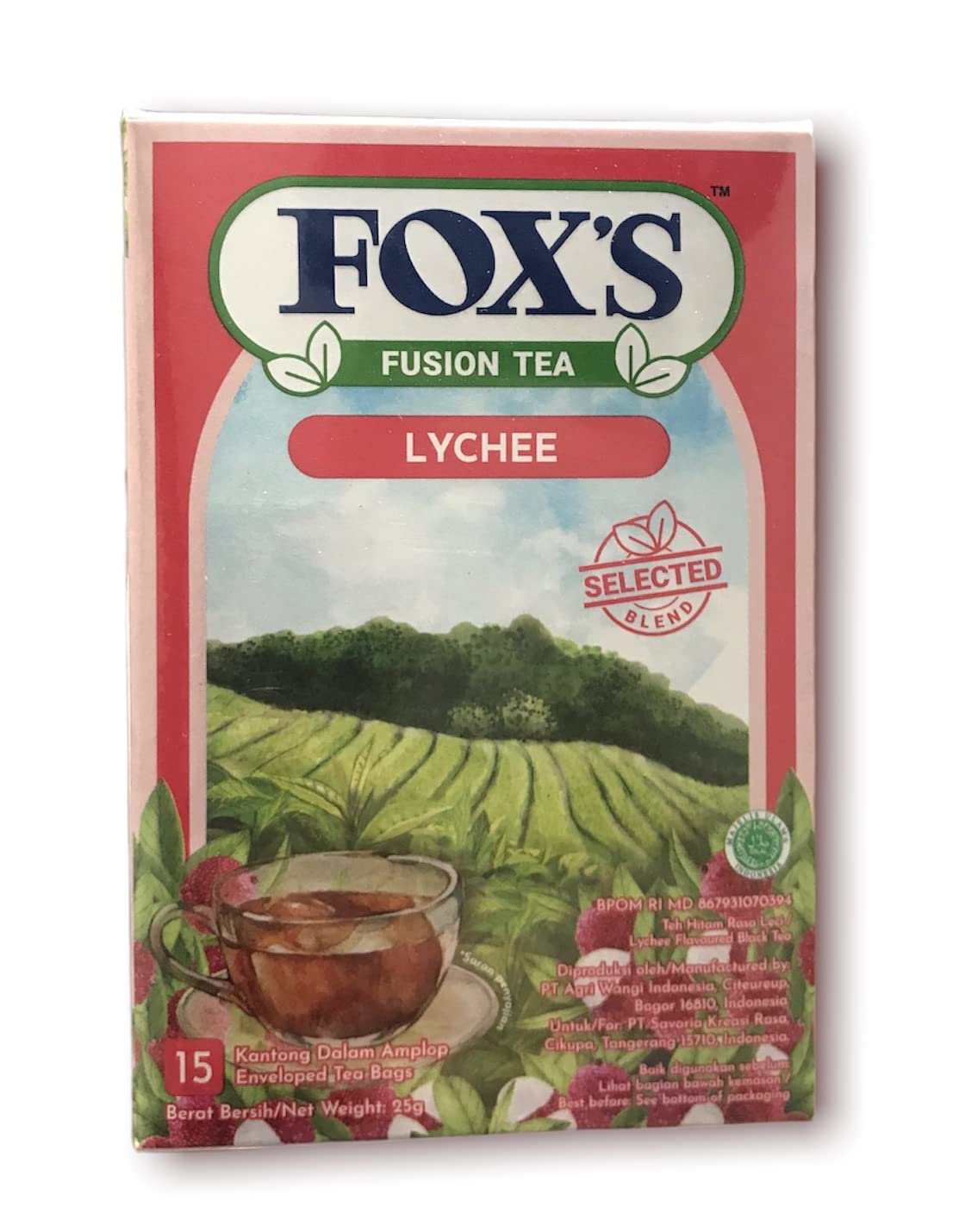 Fox's Fusion Mixed Berrie And Lychee Flavoured Black Tea 15 Enveloped Tea Bags In Each Box 25g Each - Mixed berry and lychee tea!