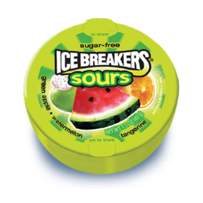 Ice Breakers Mix Fruits Sours Mouth Freshner 42 Grams - Mixed fruit sours for a tangy mouth-freshening treat, 42g.