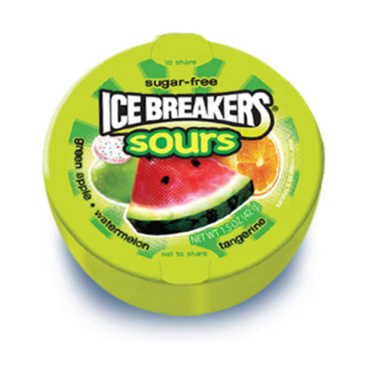 Ice Breakers Mix Fruits Sours Mouth Freshner 42 Grams - Mixed fruit sours for a tangy mouth-freshening treat, 42g.