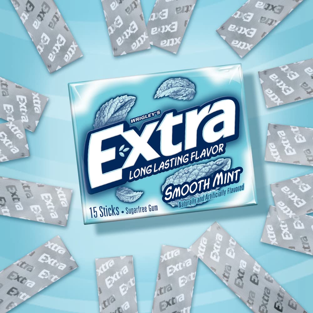 Extra Sugarfree Gum 15-Count Smooth Mint/Pack of 10 - Smooth mint magic!