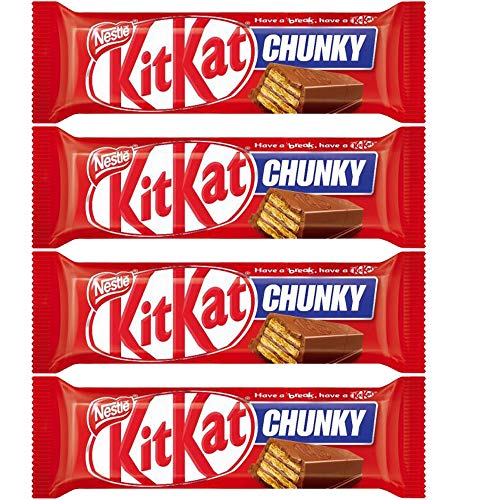 KIT KAT Chunky Milk Chocolate, Pack of 4, 168 G - Share the joy of KIT KAT Chunky Milk Chocolate with a pack of 4, 168 G.