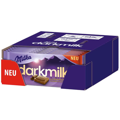 Milka Dark Milk Zarte Alpenmilch Schokolade mit Extra Kakao (Delicate Alpenmilk Chocolate with Extra Cocoa Chocolate Bar), 85g - "Extra Cocoa Joy!"