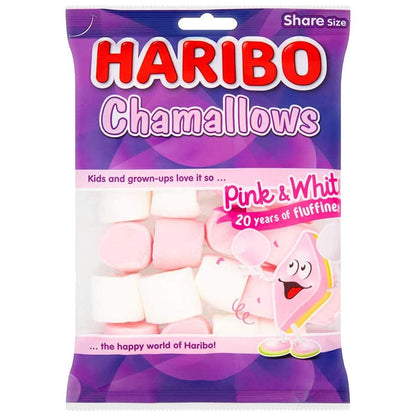 Haribo Chamallows Pink & White, Share Size, 140 g, 2 Pack - Double pack of pink and white marshmallows for sharing.