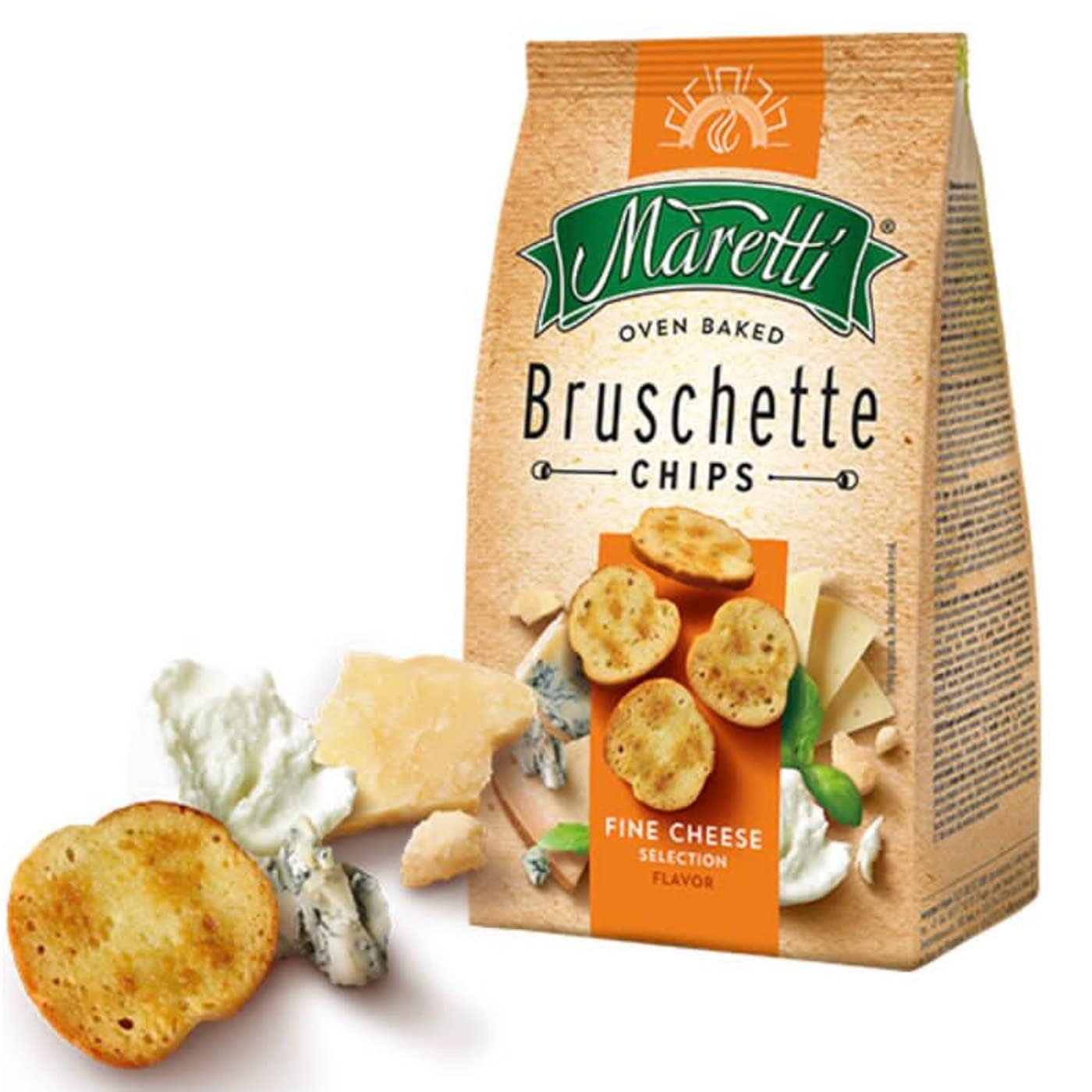 Maretti Oven Baked Bruschette Chips Slow Roasted Garlic, Pizza Flavour, Tomato Olives & Oregano, Fine Cheese Selection, 70 Gm Each, Combo Of 4 - "Flavorful Bruschette Chips Combo!"