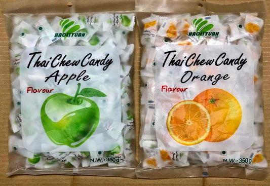 HAOLIYUAN Thai CHEW Candy 350g Combo Pack of 2 (Apple + Orange) - Enjoy apple and orange flavored chew candies in one pack.