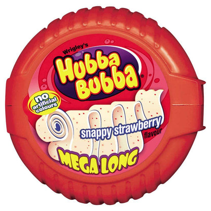 Hubba Bubba Mega Long Snappy Strawberry, 2 Pack, 2 x 56 g - Two packs of snappy strawberry bubble tape, 56g each.