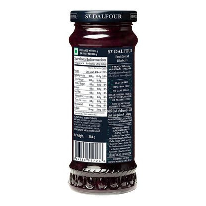 St Dalfour Blueberry Fruit Spread 284 g | No Added Sugar | 100% from Fruit | No Added Preservatives, Colours, Flavors or Sweeteners | No Corn Syrup | Traditional French Recipe