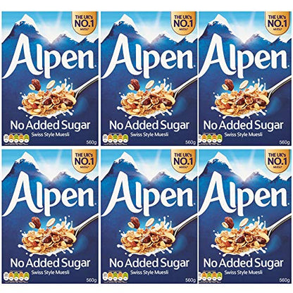 Alpen Swiss Style Muesli with No Added Sugar, 6 X 560 g - Family Pack!