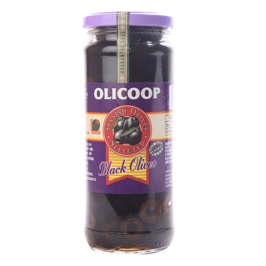 Olicoop Spanish Black Sliced Olives, 450g Jar - "Sliced Spanish olives!"