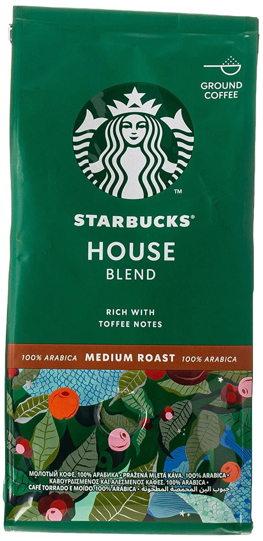 Starbucks House Blend Medium Roast Ground Coffee, 200g, Box