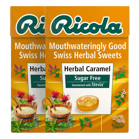 Ricola Herbal Caramel Sugar Free, 2 x 45 g - Double Caramel Delight!