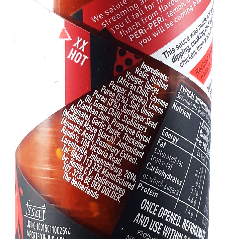 Nando's Peri Peri XX Hot Sauce, 250g - "XX Hot Peri Peri Inferno!"