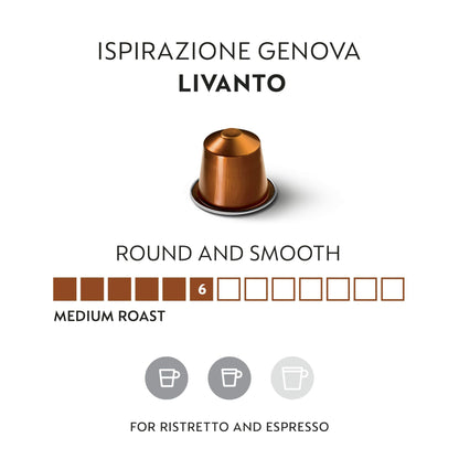 Nespresso Livanto Coffee Capsules 50 Pods, Box, Pack of 1 - "Livanto Coffee Capsules - 50 Pods of Smooth Perfection!"