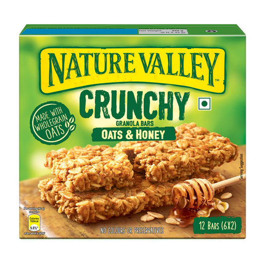 Nature Valley Crunchy Granola Bars|Multigrain Energy Bars|No Artificial Flavours|Contains Whole Grain Oats & Honey, 252Gm (12 Bars-Pack Of 6) - "Honey Oat Crunch!"