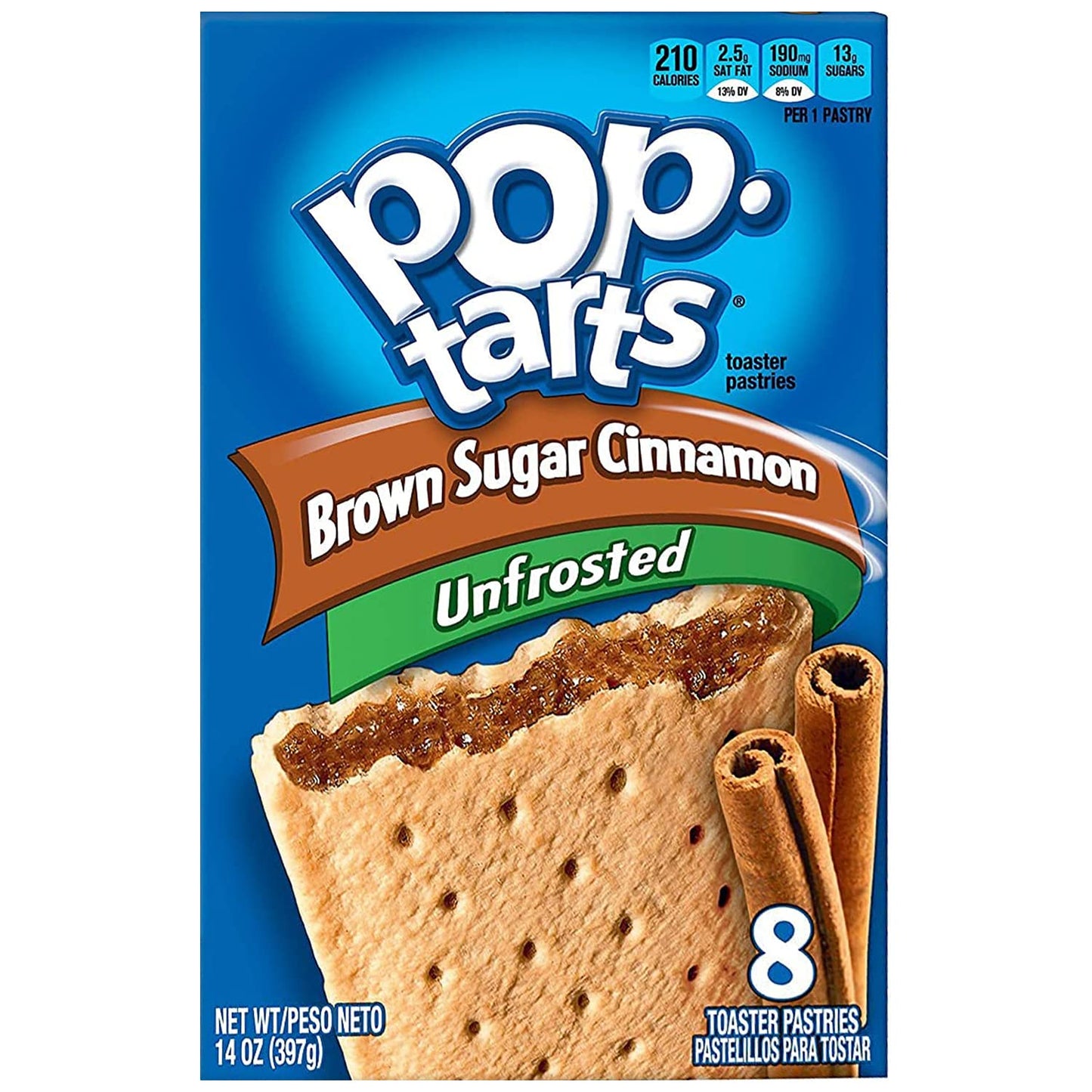 Pop Tarts Unfrosted Brown Sugar & Cinnamon Toaster Pastries Pack of 2 Pouch, 2 x 397 g - "Double pack of unfrosted brown sugar & cinnamon!"