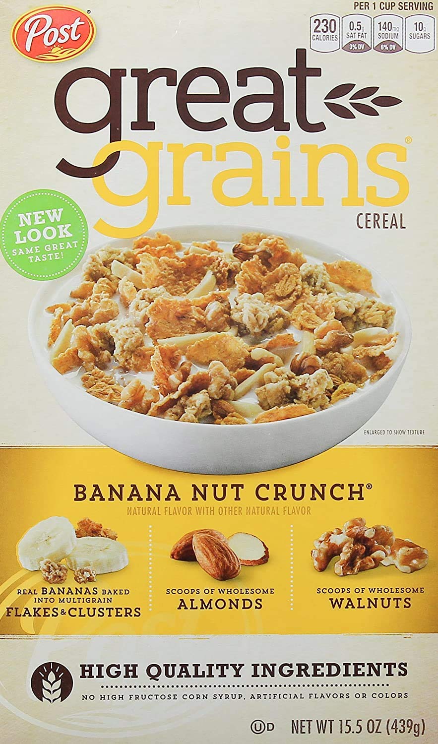 Post Cereal Banana Nut Crunch, 439g - Enjoy a hearty, flavorful breakfast every morning.