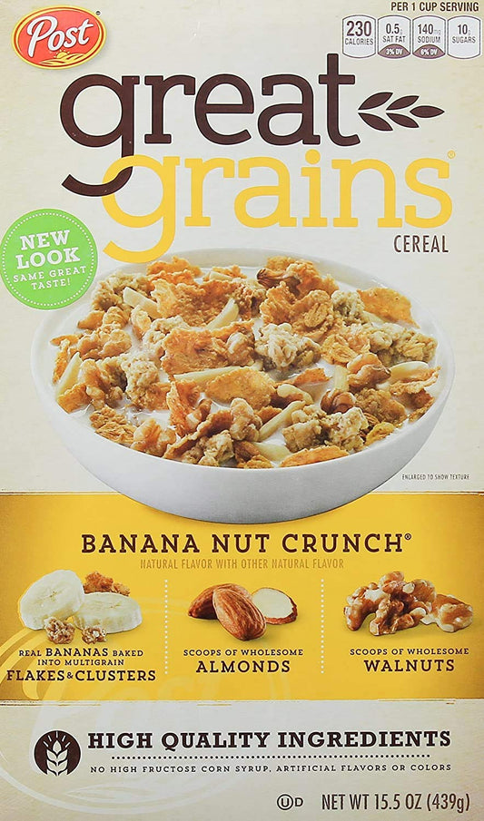 Post Cereal Banana Nut Crunch, 439g - Enjoy a hearty, flavorful breakfast every morning.